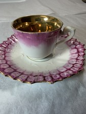 Vintage Hand-Painted Violets Footed Teacup and Saucer, Made in Japan — listing 4