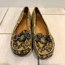 Stuart Weitzman Mr. Seymour Pointed-Toe Flats, Bronze/Gray Leather, Size 10 B — listing 4