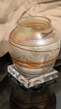 Art Nouveau Iridescent Purple Glass Vase with Applied Tendril Handles — listing 2