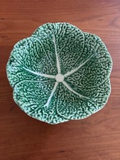 Vintage Yellow Majolica-Style Cabbage Leaf Bowl with White Vein Detail — listing 3