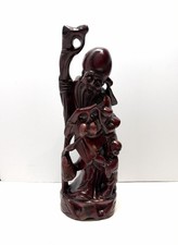 Pair of Chinese Carved Wood Raised Character Wall Panels Fu & Shou 24x42 — listing 5