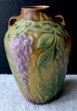 Roseville Wisteria 630-6 Pottery Vase Pair (Matched Set of Two) Neither is marked — listing 4