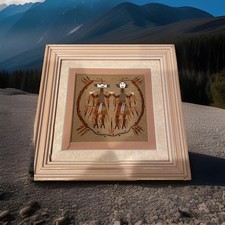 Navajo sandpainting framed Navajo Sandpainting of Female Yei Figure, Framed