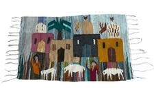 Handwoven Wool Pictorial Tapestry Rug with Animals, Palm Trees & Birds — listing 5