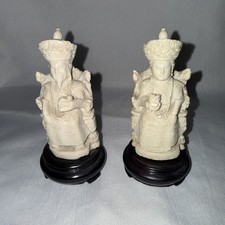 Chinese Emperor Seated Figure, Carved Resin/Composite on Wooden Stand — listing 6