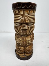 Ceramic Tiki Mug Green Glazed Polynesian Tall Tumbler — listing 4
