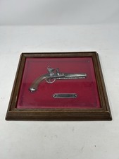 Decorative Replica Flintlock Pistol Collection in Framed Shadow Box with World Map Backing