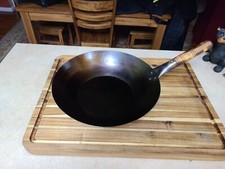 Hand-Hammered Carbon Steel Round-Bottom Wok with Riveted Side Handles — listing 6