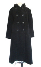 Anne Klein Charcoal Wool Blend Double-Breasted Long Coat, Size 6