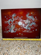Vietnamese Lacquer Panel with Mother-of-Pearl Inlay, Rice Field Farmers Scene, listing 3