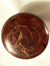 Antique Oval Black Lacquered Papier-Mâché Tray with Chromolithograph Farmhouse Landscape — listing 5