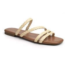 Crown & Ivy Woven Raffia Buckle Block Heel Slide Sandals 9 — listing 5