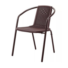 Vintage Stacked Rattan Bentwood Arm Chair with Upholstered Seat Cushion