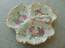 Vintage Porcelain 4-Section Divided Candy Dish with Applied Rose Center Handle — listing 5