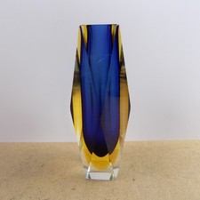 Hand-Blown Art Glass Sommerso Vase, Cobalt Blue with Controlled Bubbles, Signed & Dated 2000 — listing 3