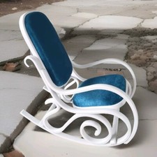 Vintage Bentwood Rocking Chair with Cane Seat and Back, Brown/Tan, listing 6