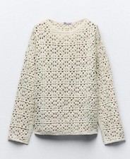 Zara Knit Chenille Crewneck Sweater, Brown, Women's Size M — listing 3