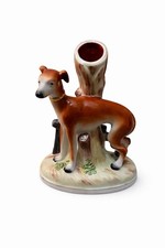 Pair of Staffordshire-Style Reclining Greyhound/Whippet Figurines on Cobalt Blue Bases — listing 6