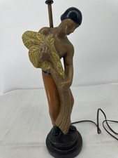 Pair of Mid-Century Chalkware Orientalist Figural Table Lamps