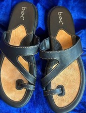 b.o.c. Born Concept Black Leather Flower Slide Sandals, Women's Size 7, listing 6