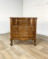 Thomasville Mahogany Bow-Front Open-Shelf Nightstand / End Table with Drawer, Dark Brown — listing 5
