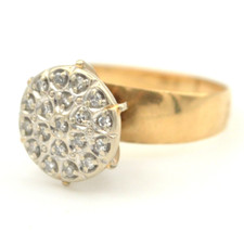 Vintage Diamond or CZ Cluster Cocktail Ring, Gold-Tone Floral Sunburst Design — listing 4