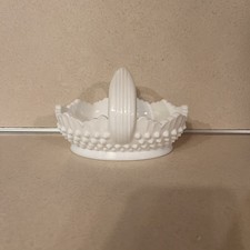 Vintage Clear Pressed Glass 6-Inch Hobnail Ruffled Bowl with Fan Rim — listing 4