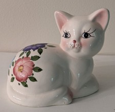 Hand-Painted Ceramic Calico Cat Coin Bank with Coffee Cup — listing 5