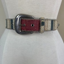 Lot of 3 Vintage Hand-Beaded Belts, Native American Style Floral & Geometric Loomwork on Leather Backing — listing 5