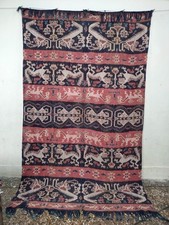 Handwoven Ikat Textile Panel with Anthropomorphic Ancestor Figure, Southeast Asian/Indonesian Tribal Weaving — listing 3