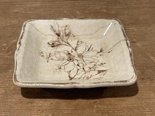 Antique Ironstone Serving Bowl with Fluted Rim and Purple Cyclamen Floral Transfer — listing 4