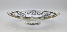Silver Overlay Etched Crystal Ruffled Console Bowl with Floral Decoration — listing 5