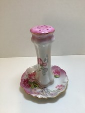 Antique Nippon Hand-Painted Porcelain Hatpin Holder with Violet Motif and Moriage Beading — listing 2