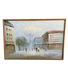 M. Sandor Parisian Street Scene Oil Painting on Canvas, Framed — listing 2