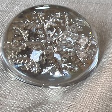 Etched Snowflake Glass Hexagonal Paperweight, Small (3.75" wide)