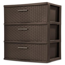 Sterilite 3-Drawer Wicker-Weave Wide Storage Tower Set (Pair)
