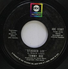 Tommy Roe "Stagger Lee" b/w "Back Streets and Alleys" 45 RPM 7" Single, ABC Records — listing 5