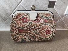 1960s Huge Carpet Tapestry Handbag by Jaclyn — Floral on Black with Black Leather Handles — listing 3