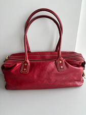 Céline Paris Red Smooth Leather Shoulder Bag with Grommet Straps — listing 2