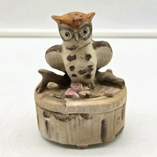 Figural Owl Porcelain Trinket Box with Gold Accents — listing 3