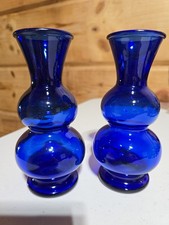 Cobalt Blue Glass Bud Vase and Small Squat Vase (Pair) — listing 2