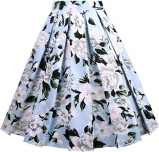 Floral Print A-Line Skirt in Blue, Green and White — listing 3