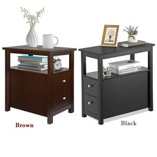 Traditional Cherry-Finish Chairside End Table with Drawer and Cabinet — listing 6