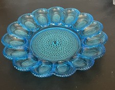 Vintage Pressed Glass Hobnail Deviled Egg Serving Plate — listing 6