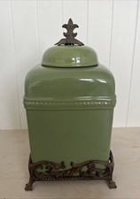 Belaverra Cream Ceramic Kitchen Canister Set with Pewter Pineapple Finials — listing 4