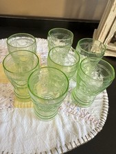 Vintage Depression Glass 9-Inch Green Uranium Glass Dinner Plate, Cameo 'Ballerina' Pattern — listing 2