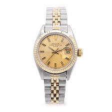Rolex-Signed Ladies Quartz Dress Watch, Gold-Tone Hexagonal Case with Rhinestone/Diamond-Set Bezel and Mesh Bracelet