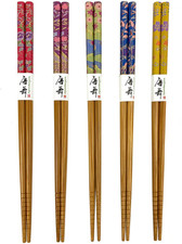 Set of 4 Bamboo Chopsticks with Floral Print Tops — listing 2