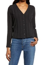 Madewell Ribbed Button-Front Cardigan in Camel/Tobacco, Size XL — listing 3