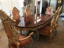 Set of 6 Italian Venetian Rococo Style Red Lacquered and Parcel-Gilt Side Chairs with Pierced Splat Backs and Cabriole Legs — listing 5
